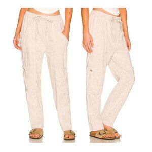 NEW Free People Feelin Good Linen Utility Pant in Natural Oat - Size S